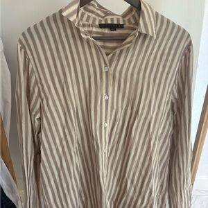 Women’s Striped Beige Button Down Shirt